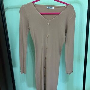 Long Sleeve Tan Dress